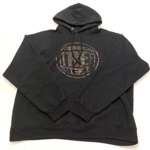 Vision Street Wear Hoodie Black on Black Logo Pockets Pullover Mens Large